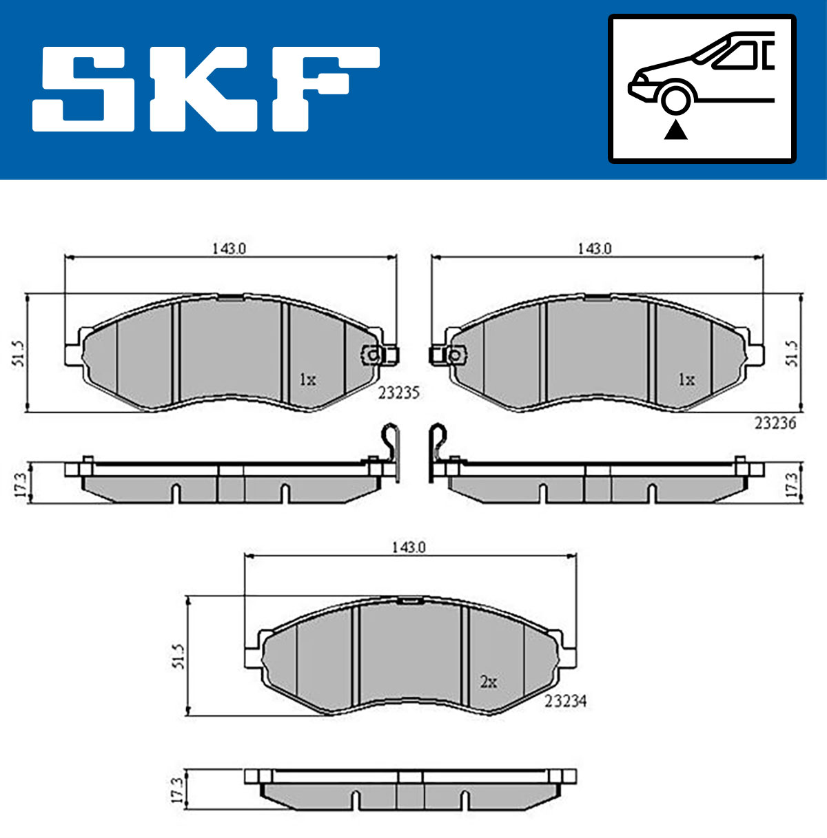 Set placute frana,frana disc VKBP 80570 A SKF